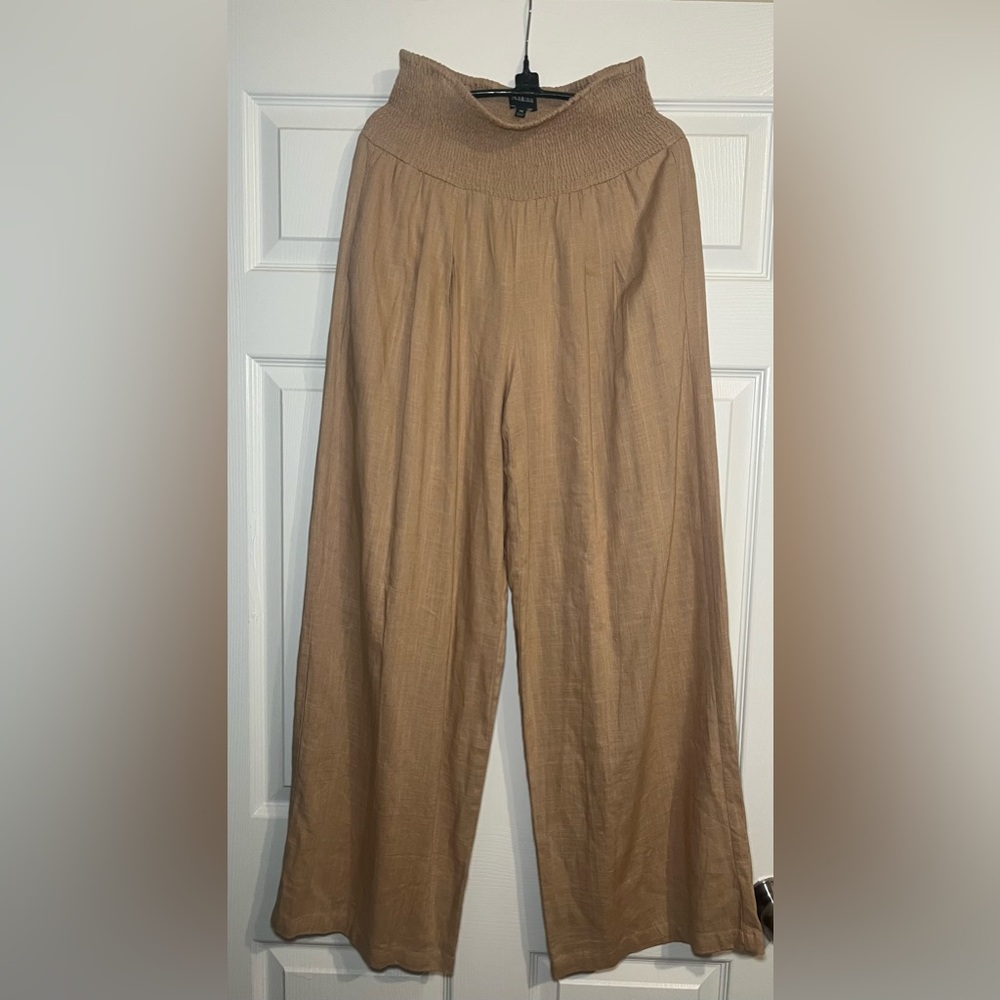 Aakaa Camel Wide-Leg Trousers